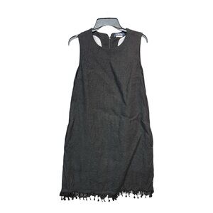 A’ Max Mara Black Sleeveless Dress Fringe Hem Small